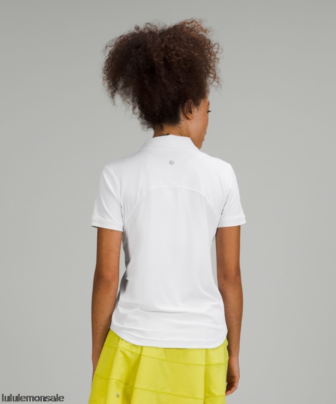 Lululemon Damen DELULU288 | Schnell Trocknendes Kurzarm Poloshirt Weiß